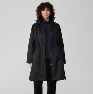 Eilleen Fisher Nylon Cotton Outerwear Hooded Jacket